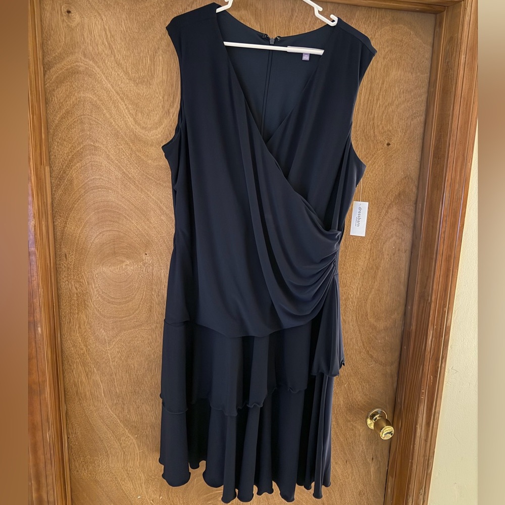 Dress Barn Navy Blue Aline, Ruffled Fancy Dress 20W NWT
